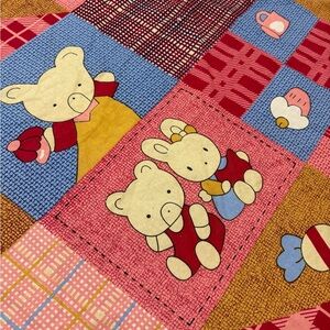 Japanese picnic blanket with rabbit and bear